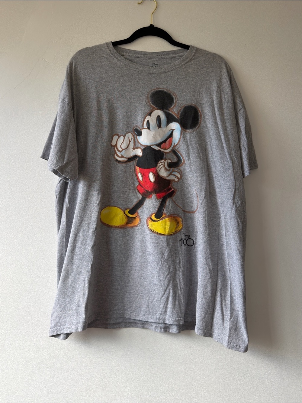 Disney Mickey Mouse Graphic Tee - Gray with Red & Yellow Accents Size 2XL